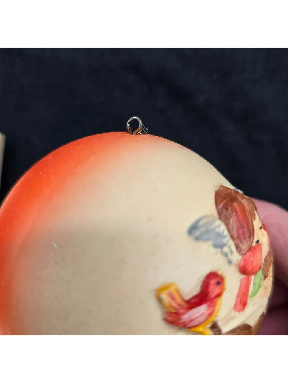 Vintage 1976 ANRI Ferrandiz Christmas Ornament Angel Cradle Hand Painted Ball